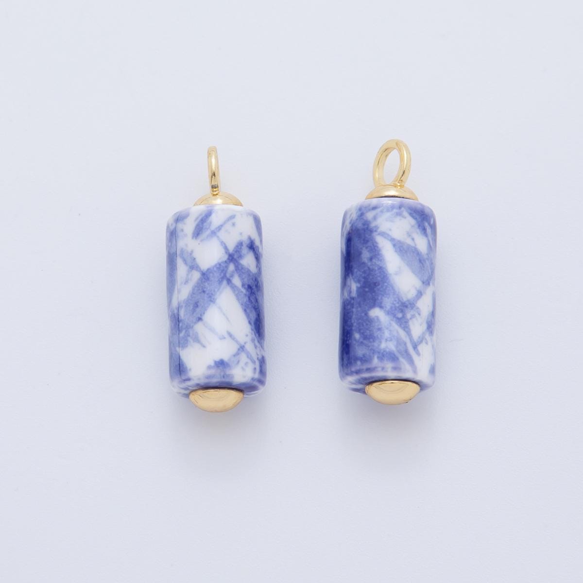Dainty Ceramic tube cylinder beads Charm Colorful pendant for necklace Bracelet Earring Charm AF-698