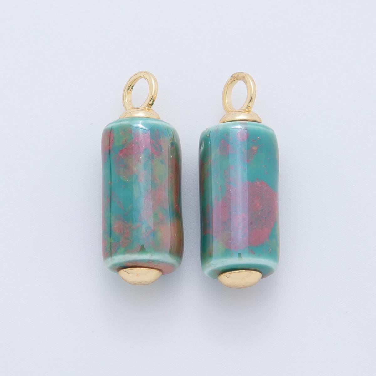 Dainty Ceramic tube cylinder beads Charm Colorful pendant for necklace Bracelet Earring Charm AF-698