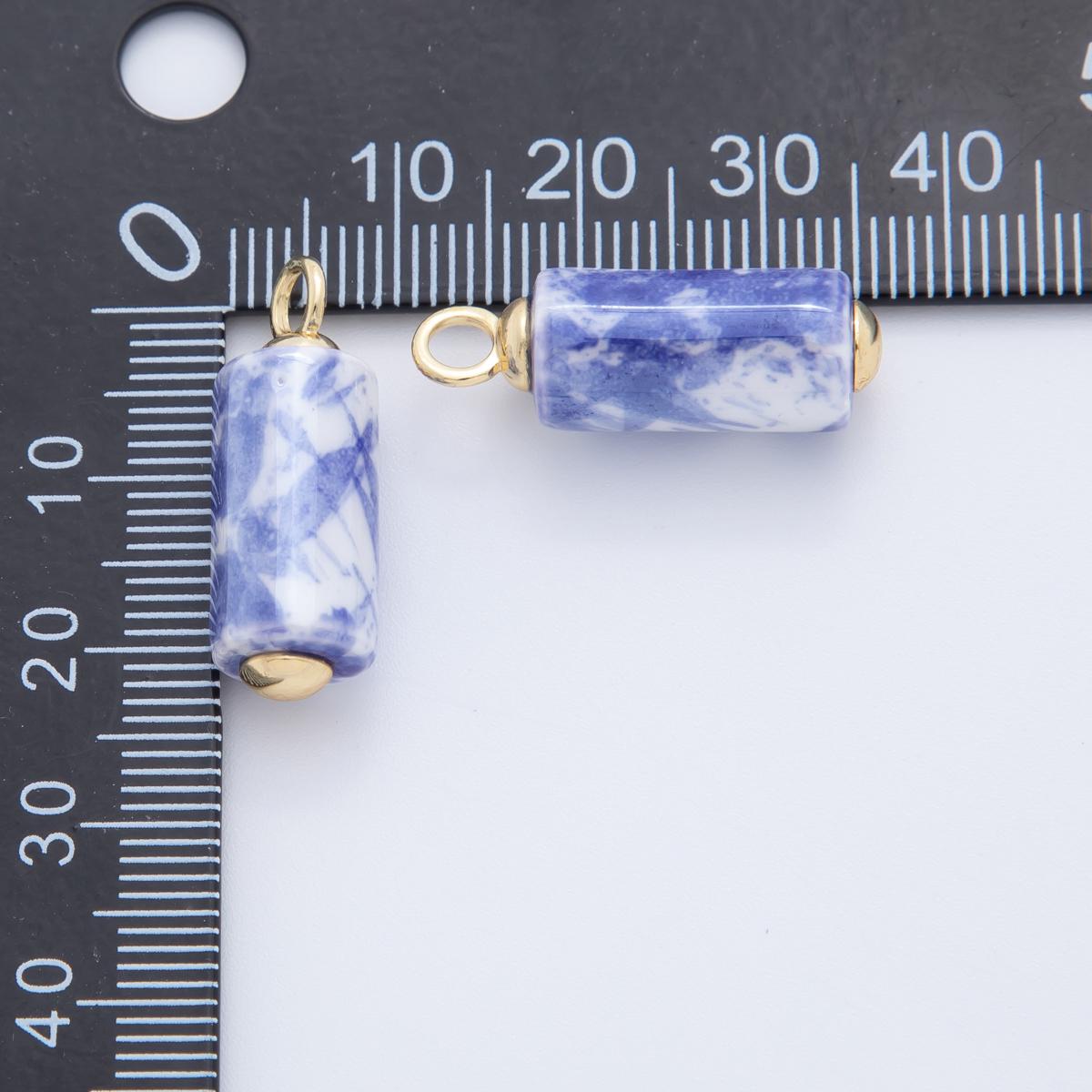 Dainty Ceramic tube cylinder beads Charm Colorful pendant for necklace Bracelet Earring Charm AF-698