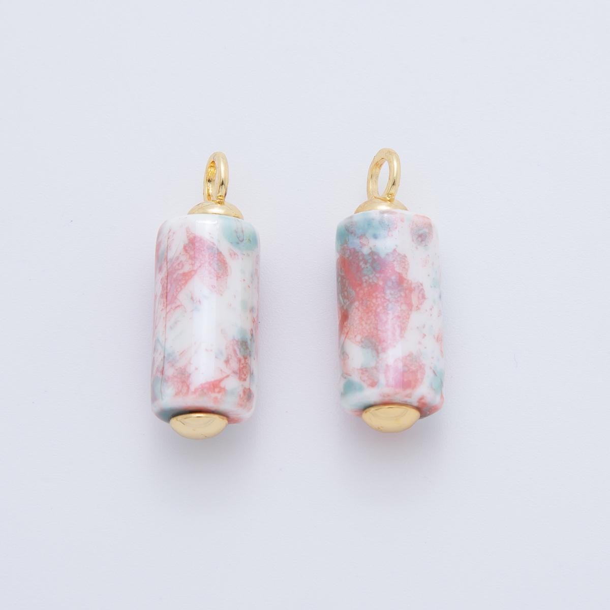 Dainty Ceramic tube cylinder beads Charm Colorful pendant for necklace Bracelet Earring Charm AF-698
