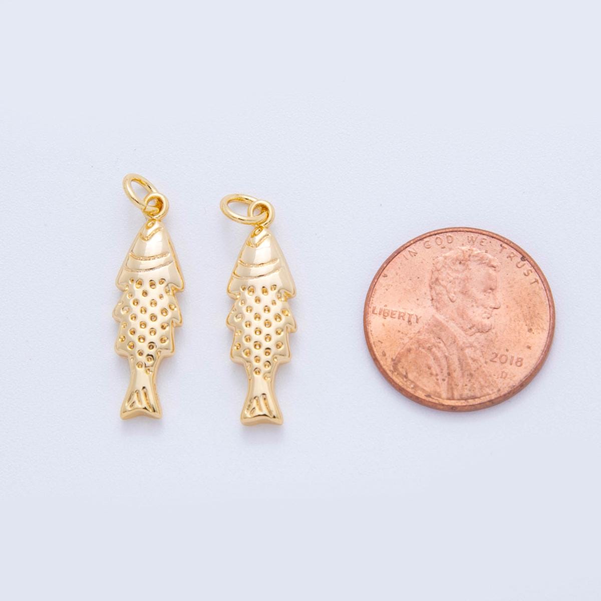 Dainty Gold fish Charms 18K Gold Filled CZ fish Pendant, fish Charm Bracelet Necklace for DIY Jewelry Making Supply E-711
