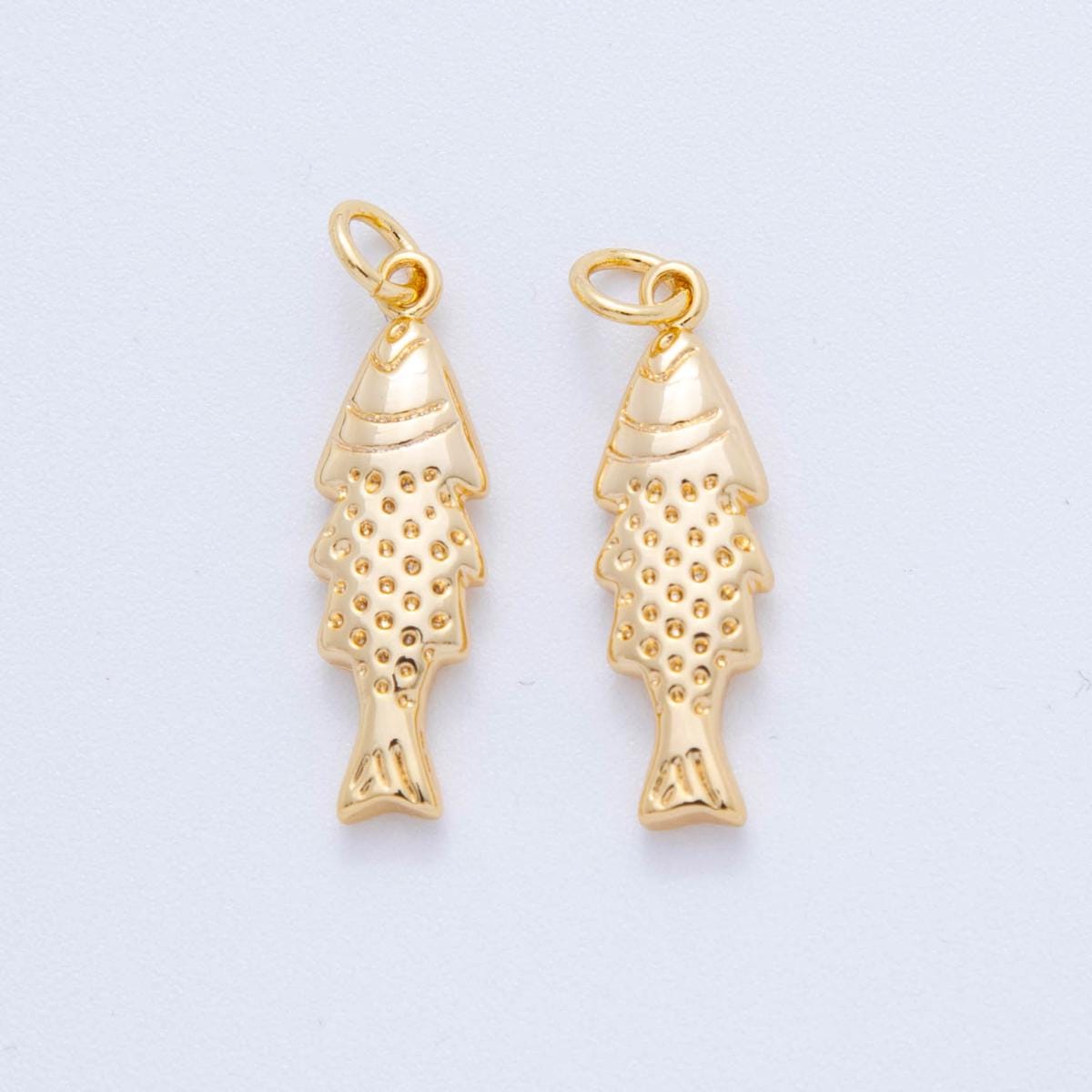 Dainty Gold fish Charms 18K Gold Filled CZ fish Pendant, fish Charm Bracelet Necklace for DIY Jewelry Making Supply E-711