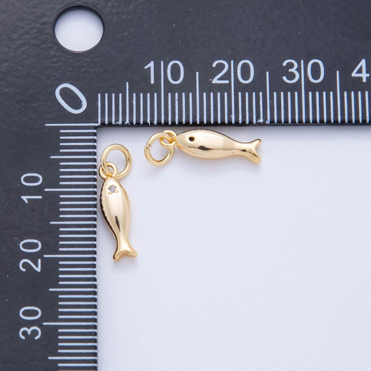 Mini Gold fish Charms 18K Gold Filled CZ Baby fish Pendant, fish Charm Bracelet Necklace for DIY Jewelry Making Supply N-222