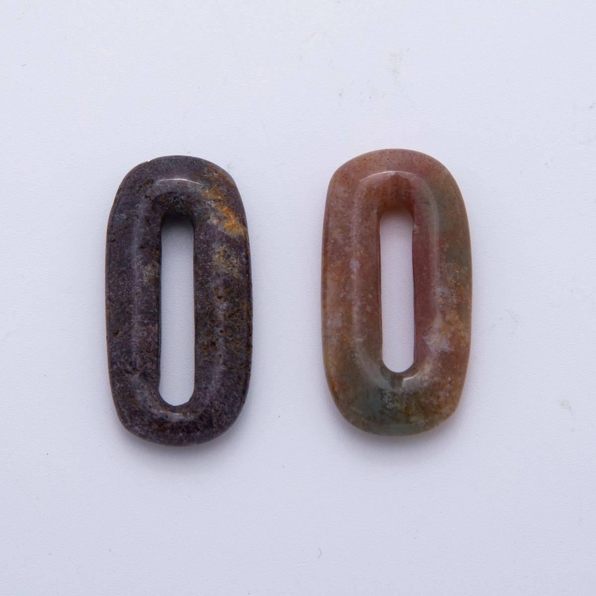 Gemstone natural oval open stone beads Colorful gemstone oblong oval findings 30mm x 15mm jewelry supply WA-3265