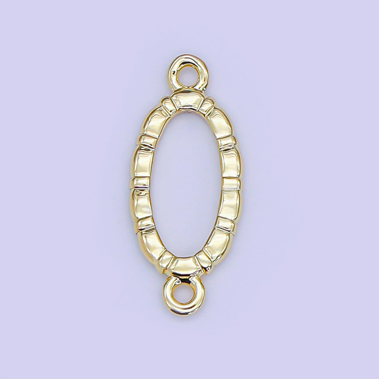 Hammered Oval gold charm Connector for necklace bracelet women Y-015