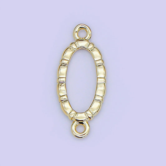 Hammered Oval gold charm Connector for necklace bracelet women Y-015