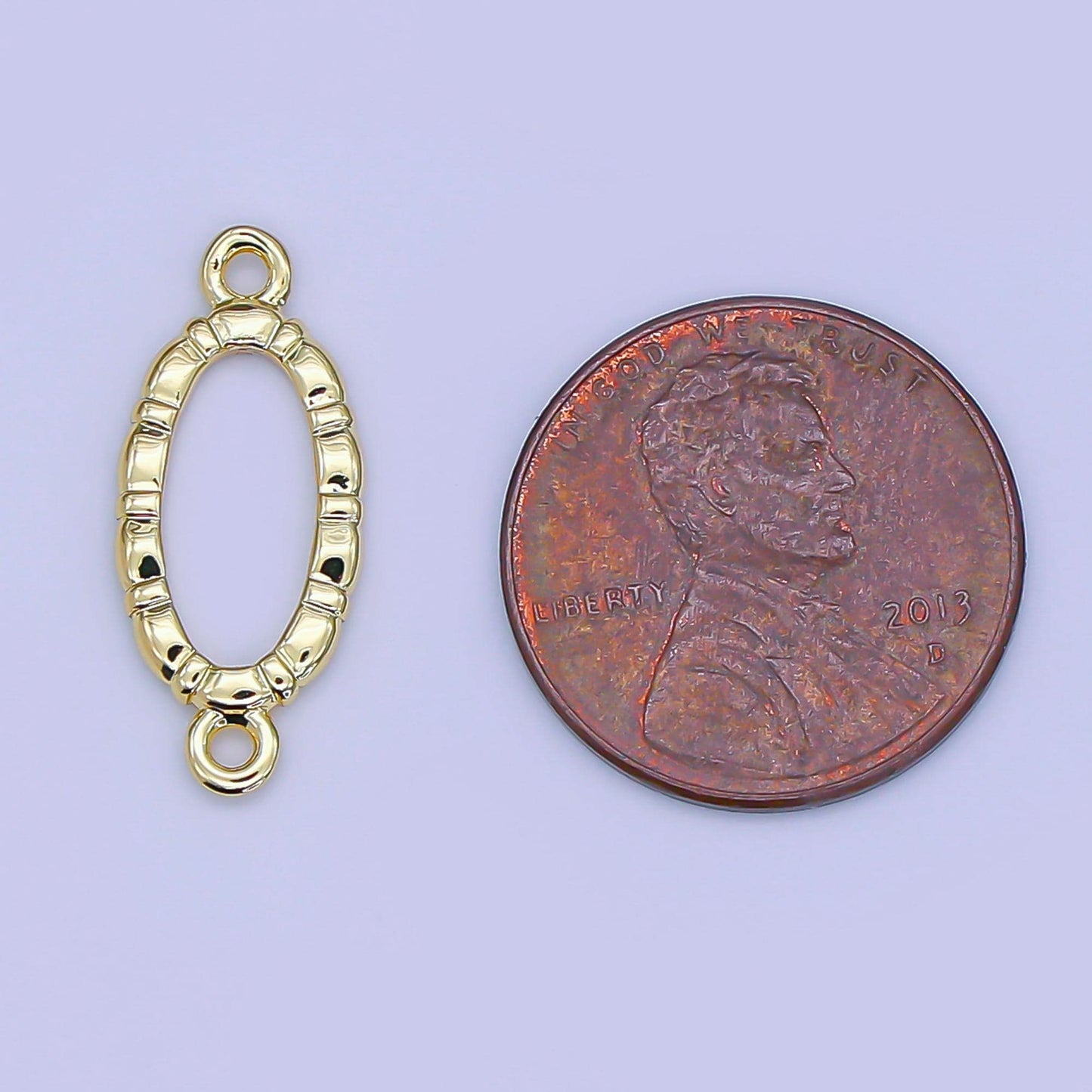 Hammered Oval gold charm Connector for necklace bracelet women Y-015