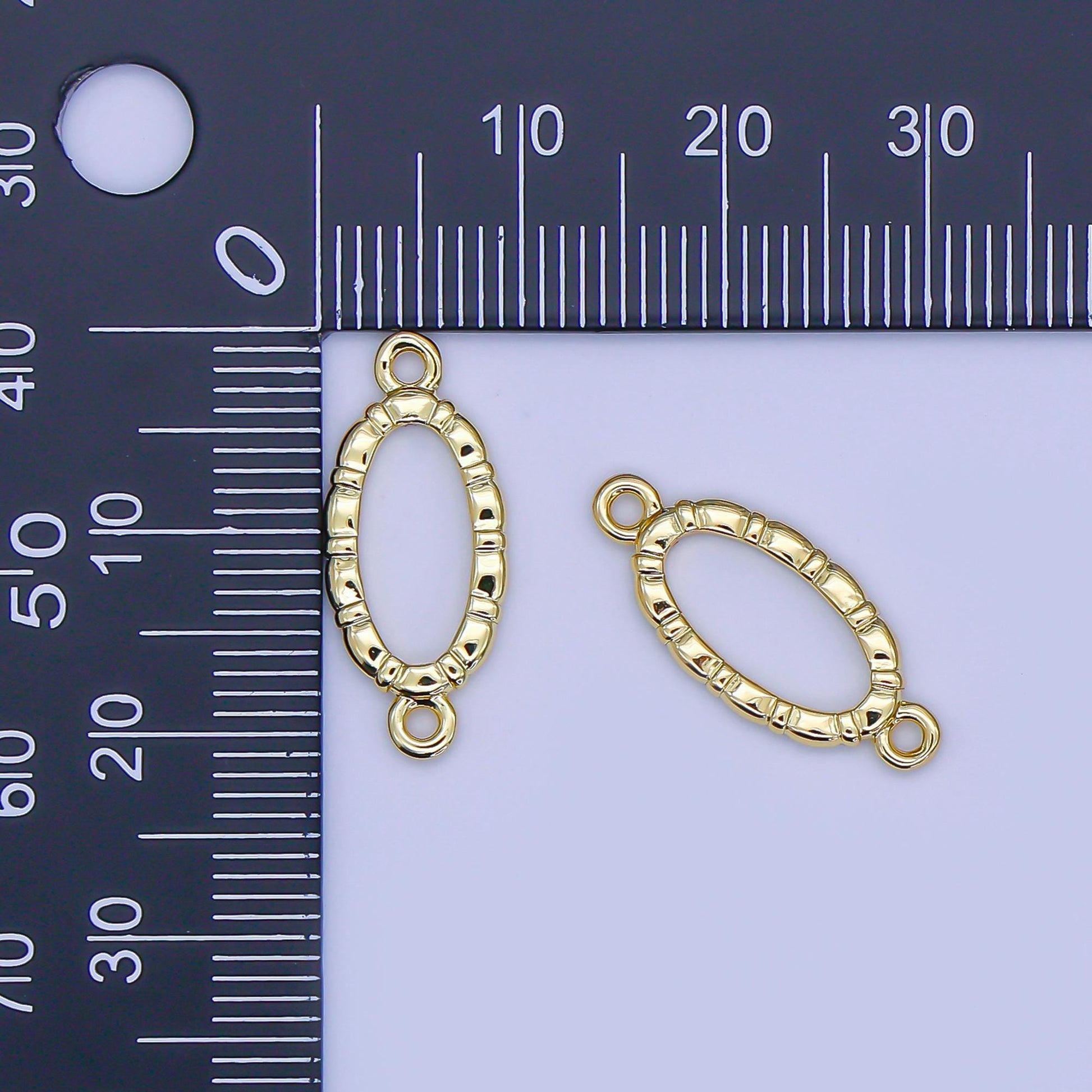 Hammered Oval gold charm Connector for necklace bracelet women Y-015