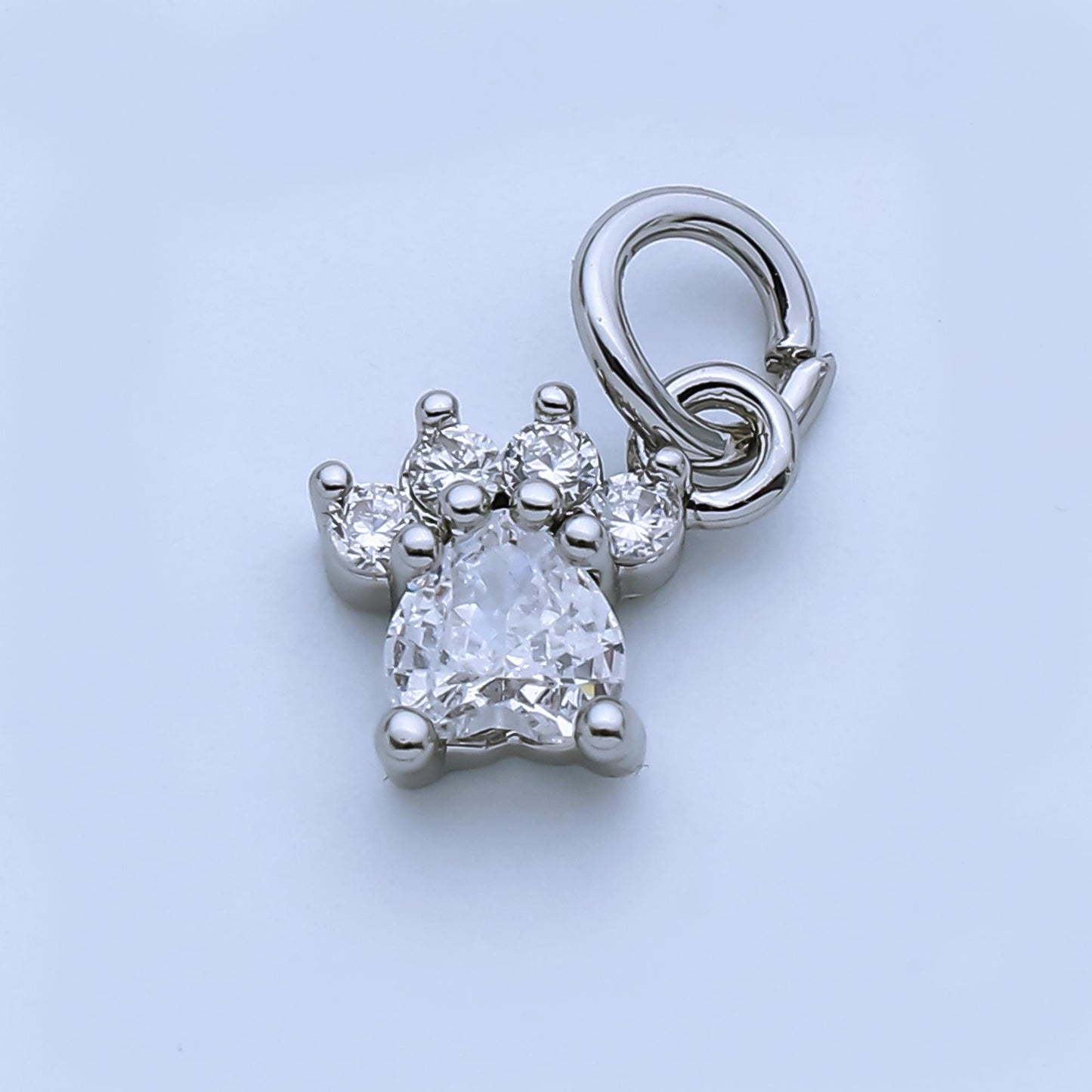24k gold filled clear micro paved cz heart dog paw print add-on charm Pink CZ Stone | AJ378