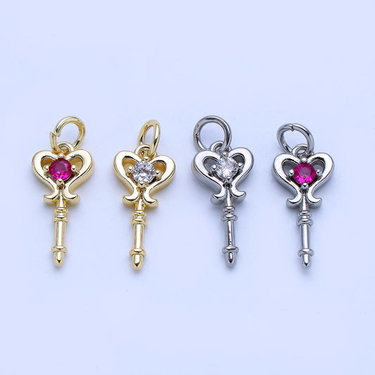 24k gold filled Mini Fairy Wand Charms with CZ Stone AJ-377