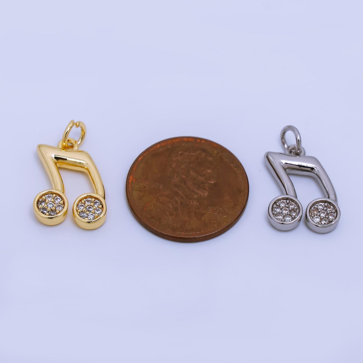 Mini musical eighth note artist singer music charm pendant in 24k gold micro pave notes charm ac1164