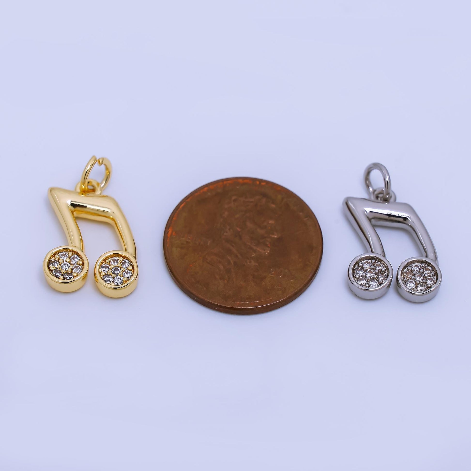 Mini musical eighth note artist singer music charm pendant in 24k gold micro pave notes charm ac1164