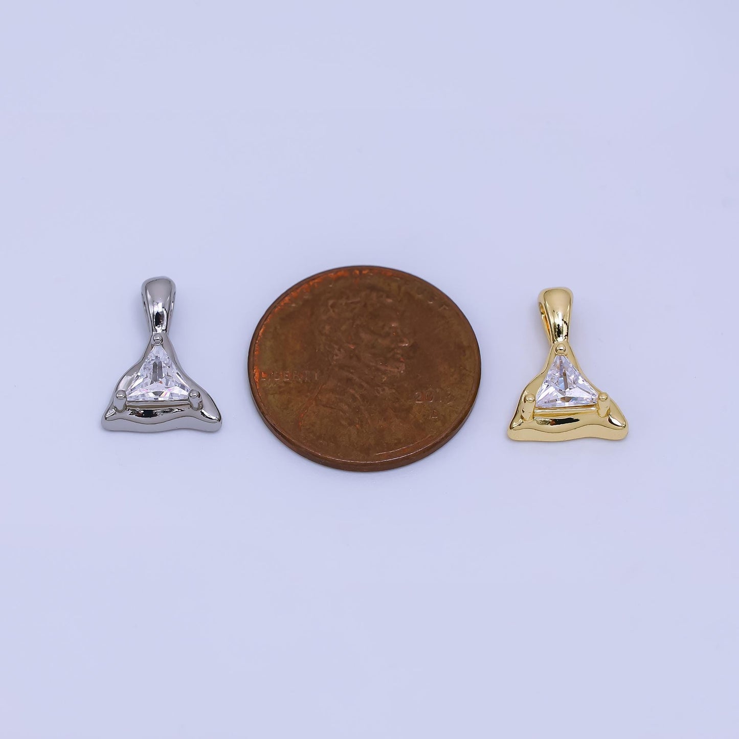 Molten Gold Charm CZ dainty triangle Geometric Jewelry Charm AH-496