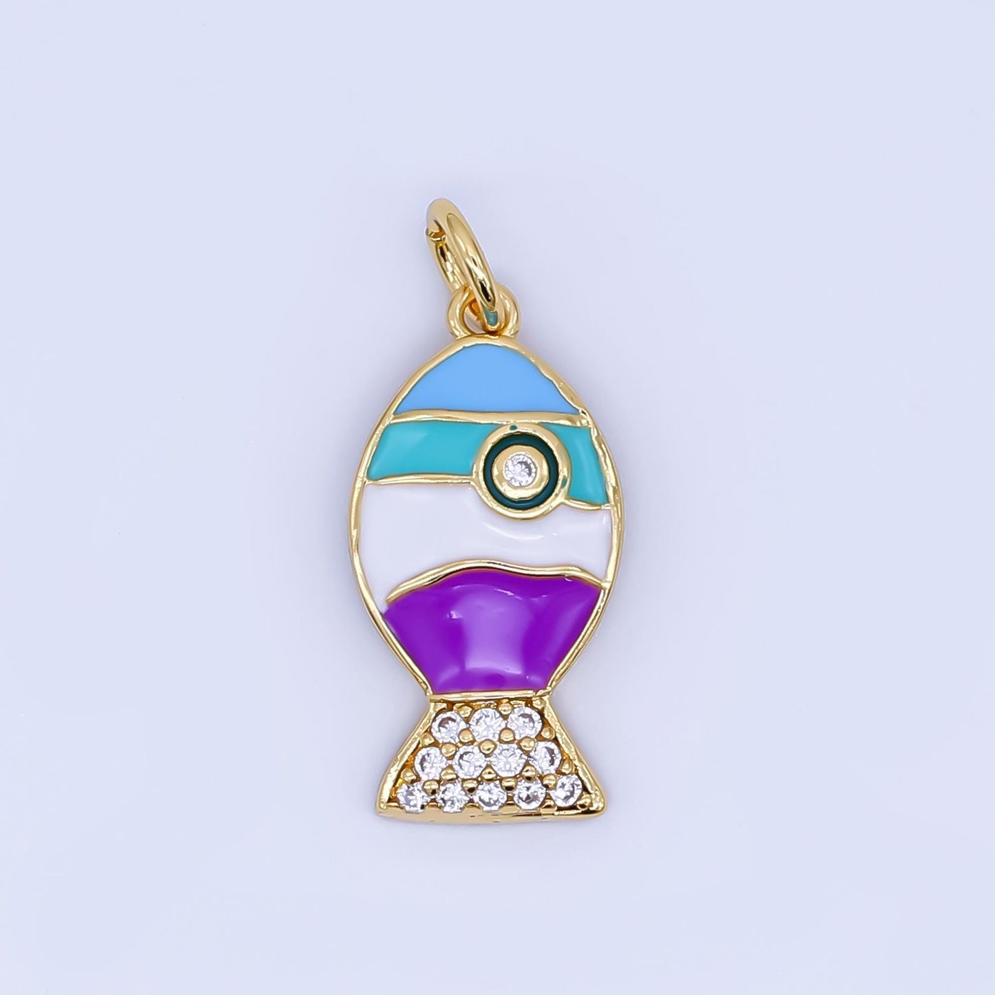 24K Gold Filled Fish Charm Dainty Enamel Colorful Beach Ocean Sea life Animal Pendant Bracelet Necklace for DIY Jewelry Making Supply AJ462