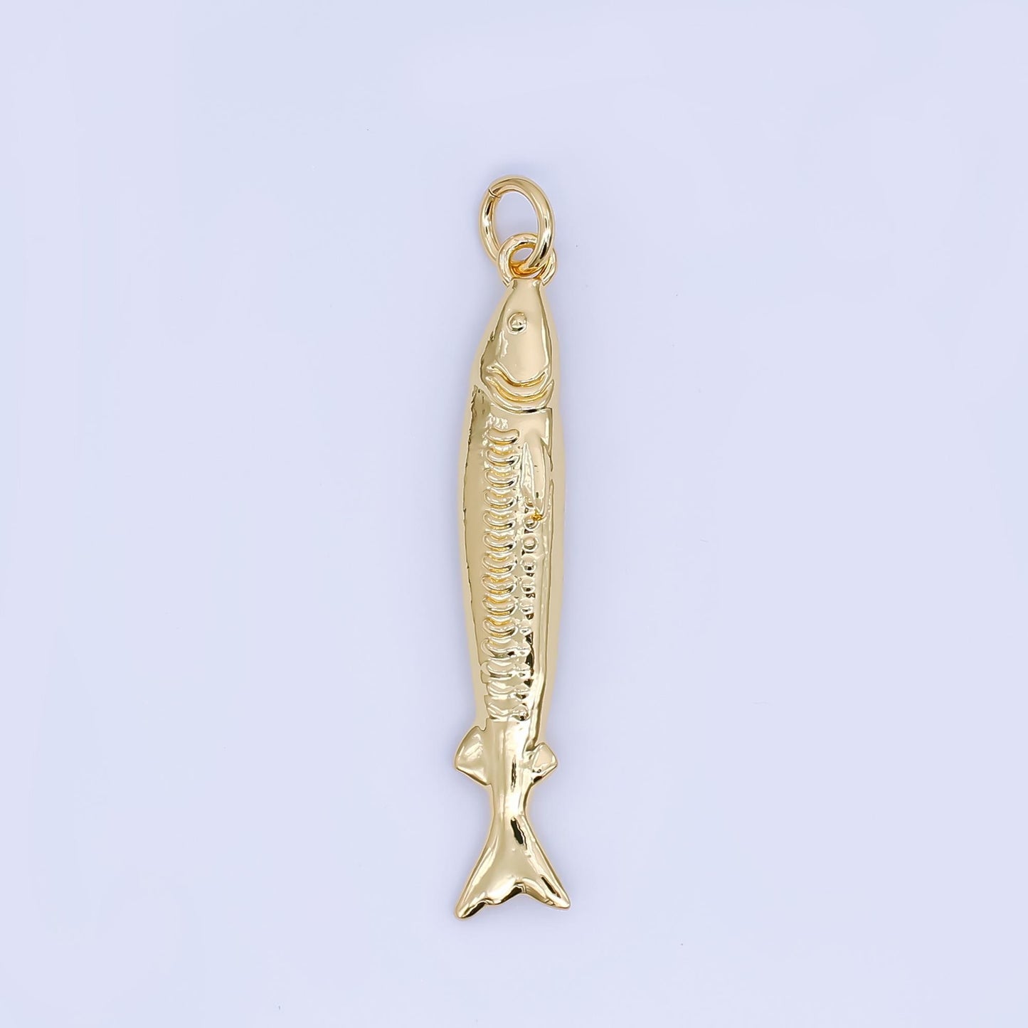 Long 24k Gold Filled Fish Charm Dainty Fisherman Ocean Sea Charm Bracelet Necklace for DIY Jewelry Making Supply AJ466
