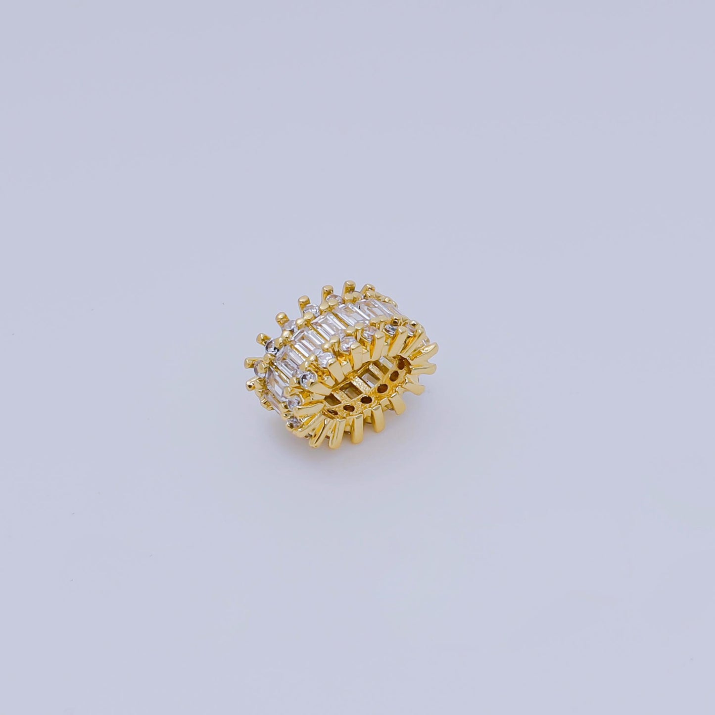 Oval gold cz baguette spacer beads for diy beaded bracelet jewelry charms rondelle bead spacer bead size 9mm bead B-917
