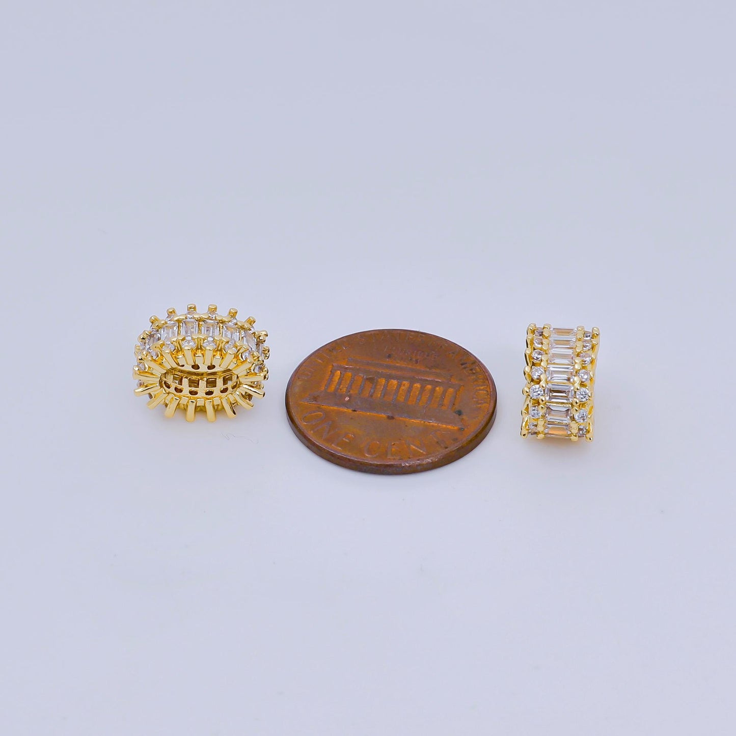 Oval gold cz baguette spacer beads for diy beaded bracelet jewelry charms rondelle bead spacer bead size 9mm bead B-917