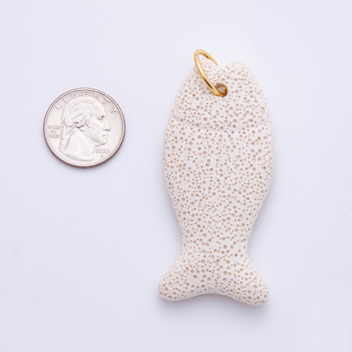 Big Lava Stone Fish Pendant Natural Stone Fish Charm for Necklace Jewelry Making Supply 18k Gold Filled Charm AH-892