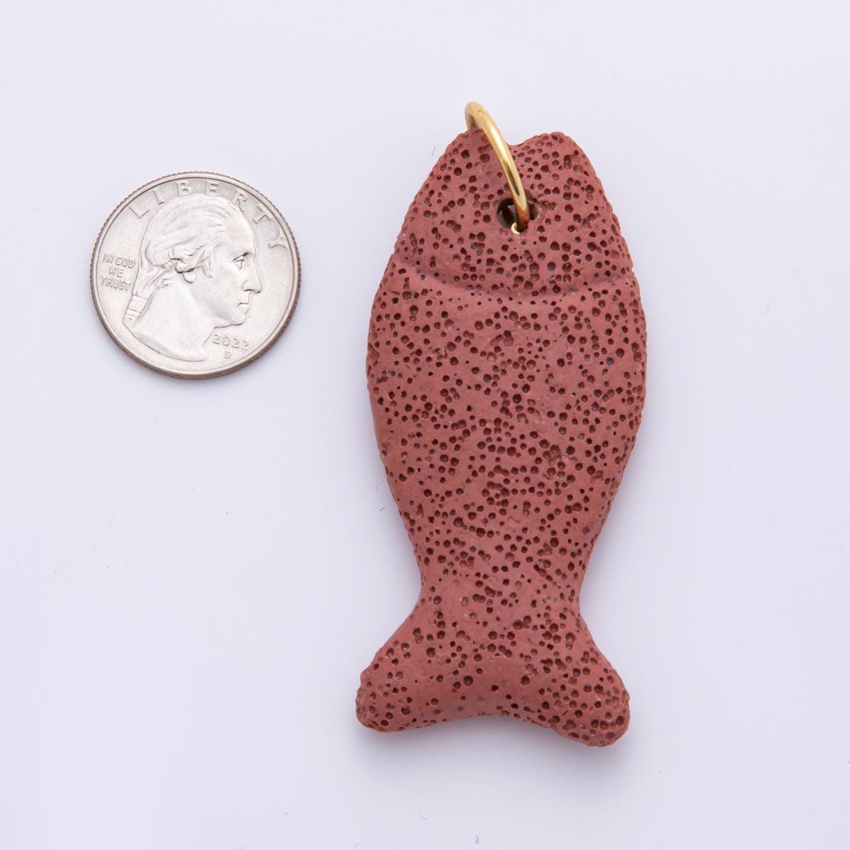 Big Lava Stone Fish Pendant Natural Stone Fish Charm for Necklace Jewelry Making Supply 18k Gold Filled Charm AH-892