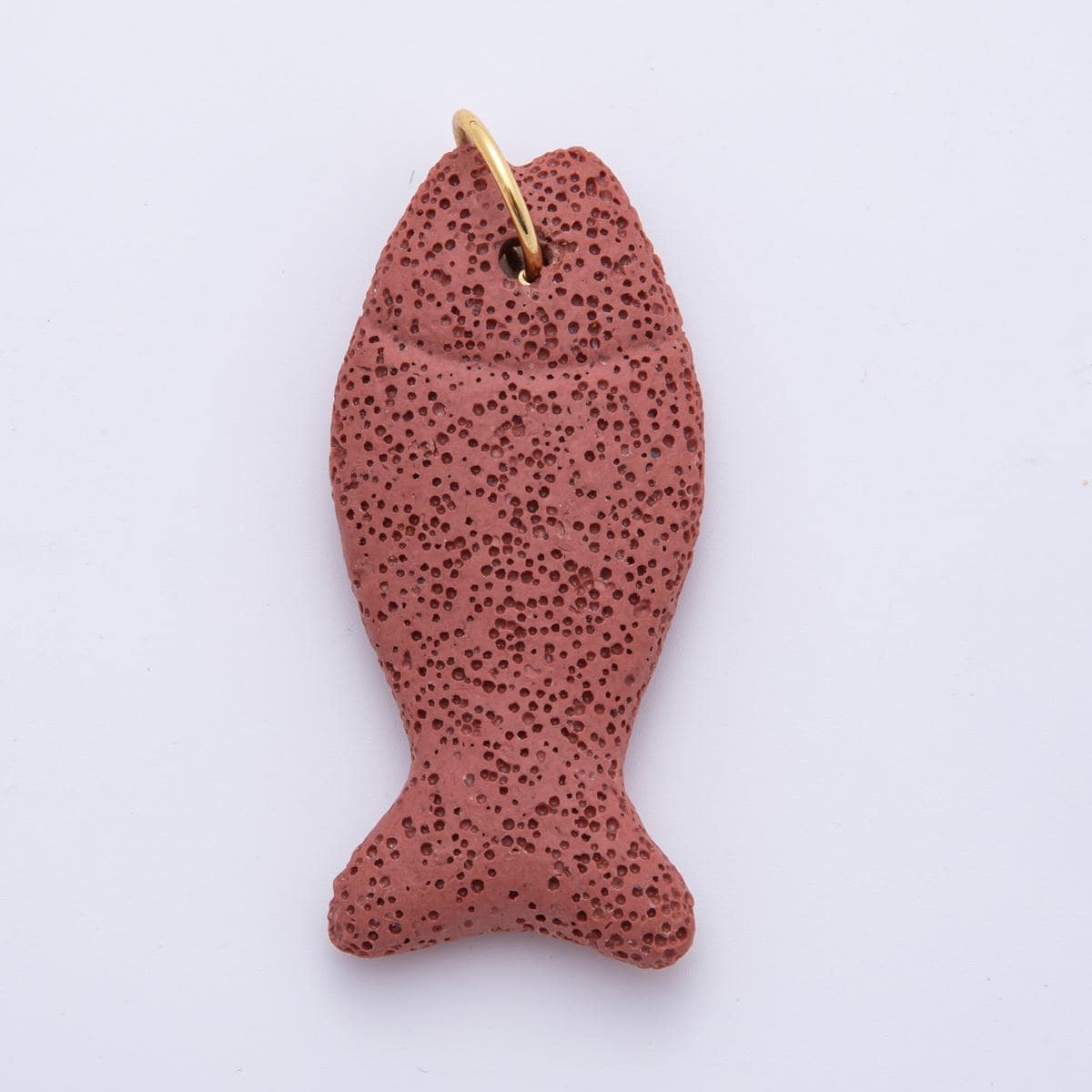 Big Lava Stone Fish Pendant Natural Stone Fish Charm for Necklace Jewelry Making Supply 18k Gold Filled Charm AH-892