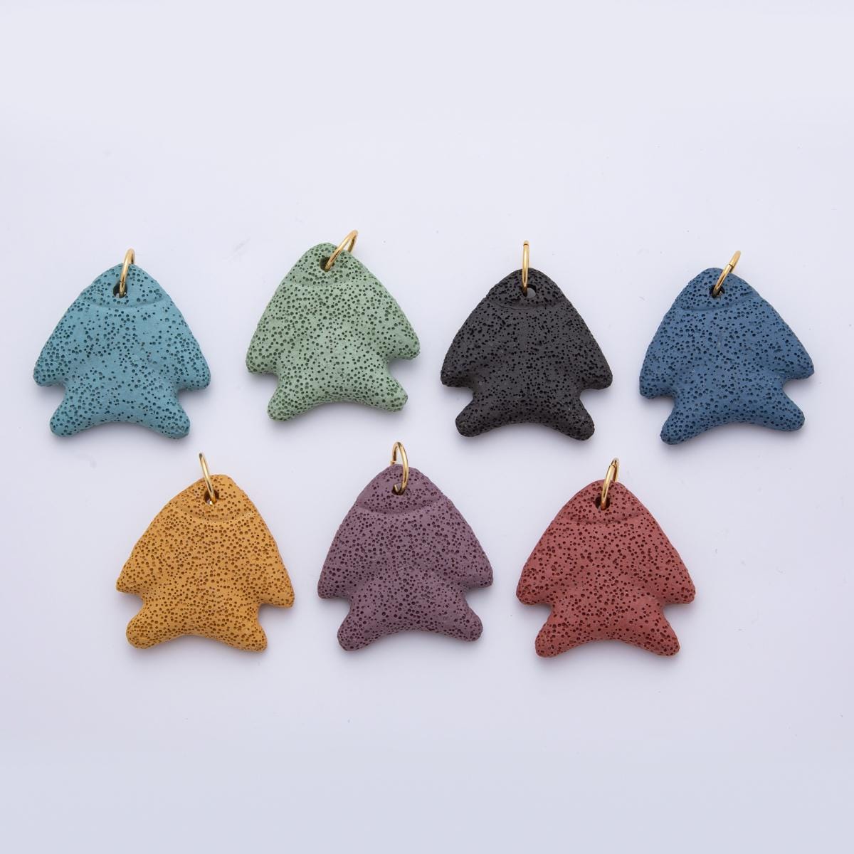Bold Color Lava Stone Fish Pendant Natural Stone Fish Charm for Necklace Jewelry Making Supply 18k Gold Filled Charm ah-893
