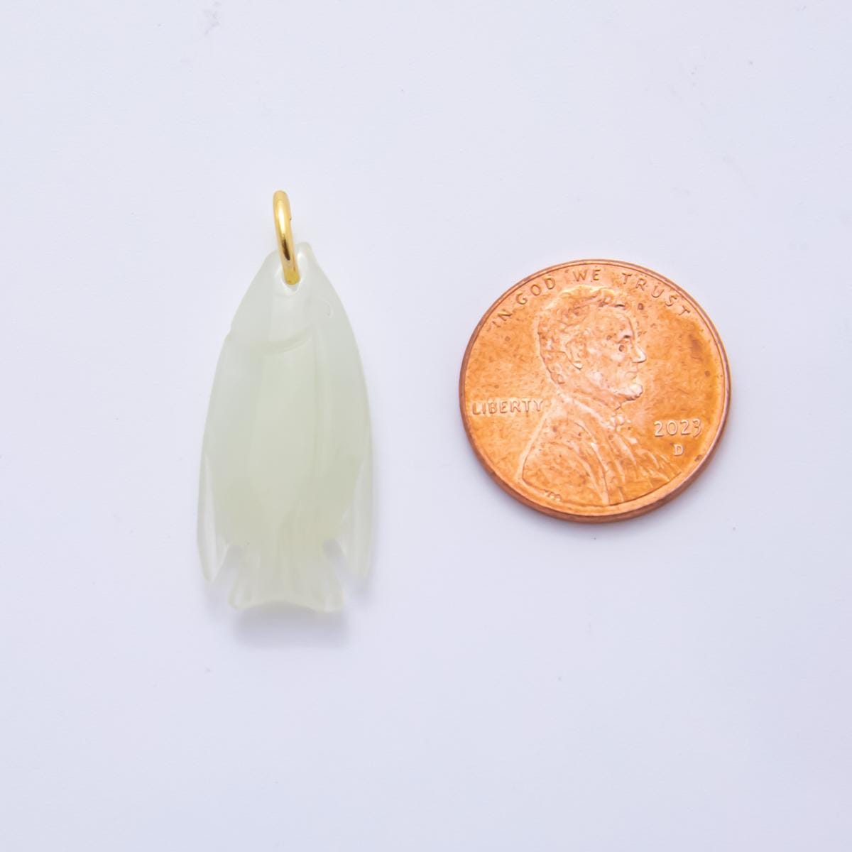 18K Gold Filled 31mm Green Jade Fish Charm | AF338