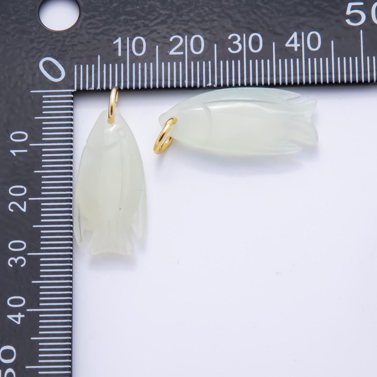 18K Gold Filled 31mm Green Jade Fish Charm | AF338