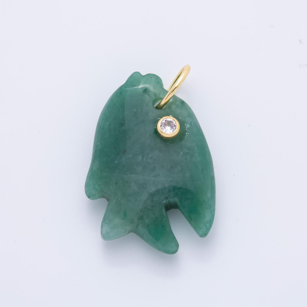 Bold Gemstone Fish Pendant Natural Stone Sea Life Animal Charm for Jewelry Making Supply 18k Gold Filled Charm Cord Scarf Necklace ah-882
