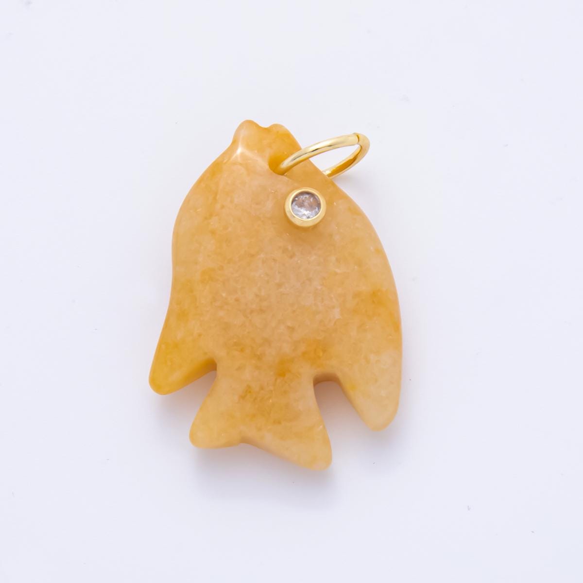 Bold Gemstone Fish Pendant Natural Stone Sea Life Animal Charm for Jewelry Making Supply 18k Gold Filled Charm Cord Scarf Necklace ah-882