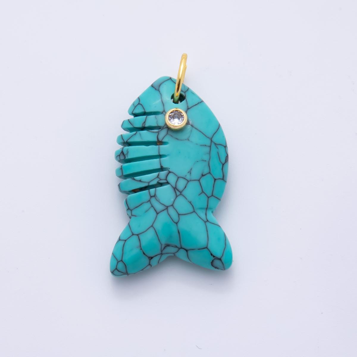 Big Gemstone Shark Pendant Natural Stone Fish Animal Charm for Jewelry Making Supply 18k Gold Filled Charm Cord Scarf Necklace AH-884