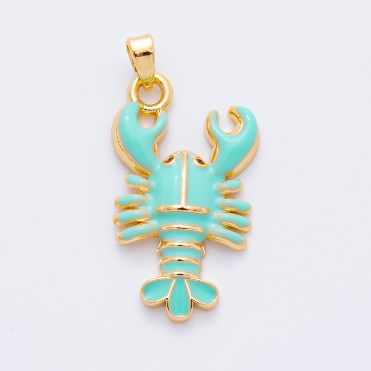 Dainty Red Lobster Charms 18K Gold Filled Enamel Lobster Pendant Sea Life Ocean Charm Bracelet Necklace for DIY Jewelry Making Supply AH-793