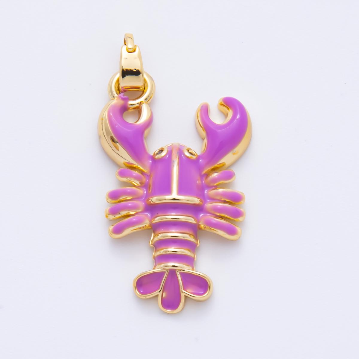 Dainty Red Lobster Charms 18K Gold Filled Enamel Lobster Pendant Sea Life Ocean Charm Bracelet Necklace for DIY Jewelry Making Supply AH-793
