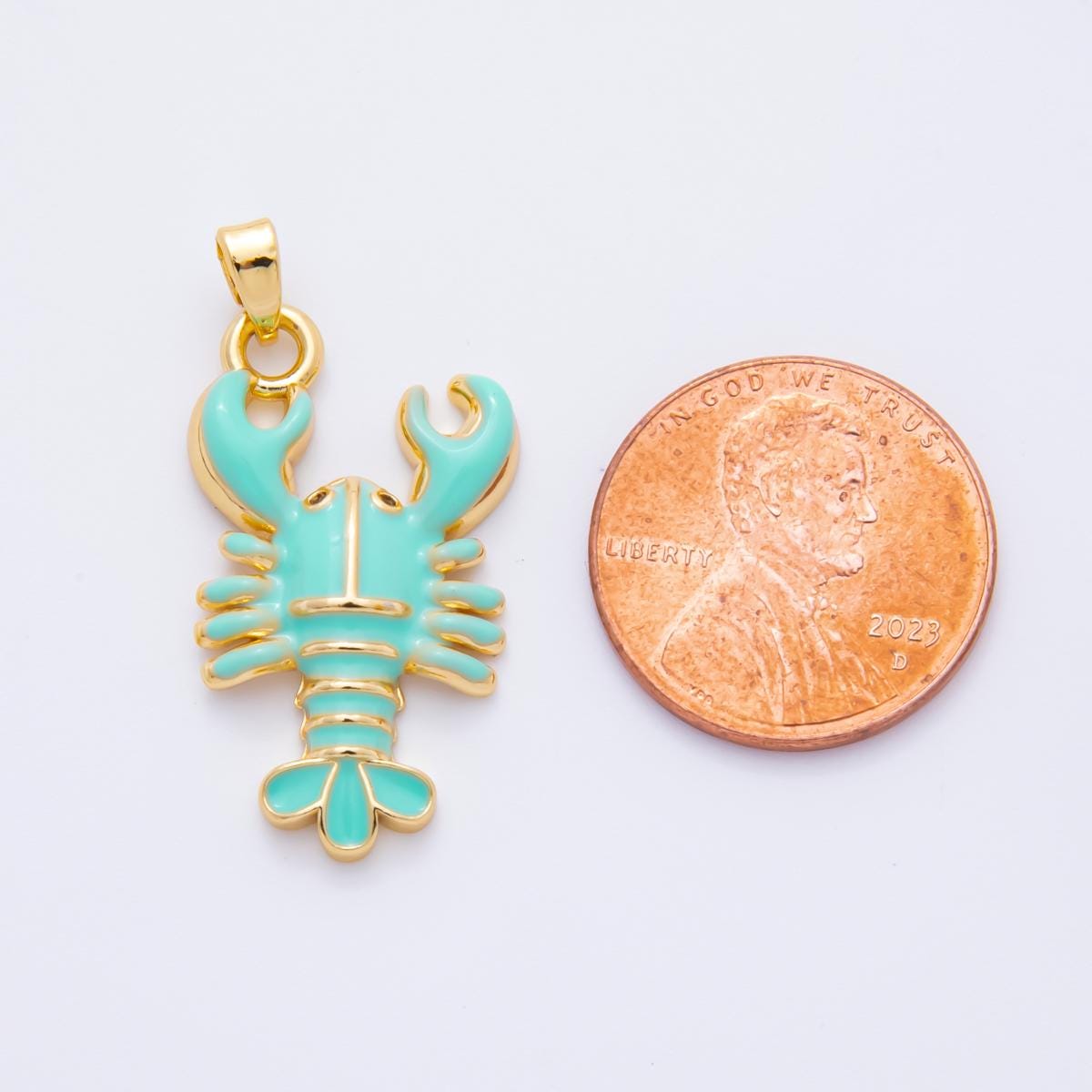 Dainty Red Lobster Charms 18K Gold Filled Enamel Lobster Pendant Sea Life Ocean Charm Bracelet Necklace for DIY Jewelry Making Supply AH-793