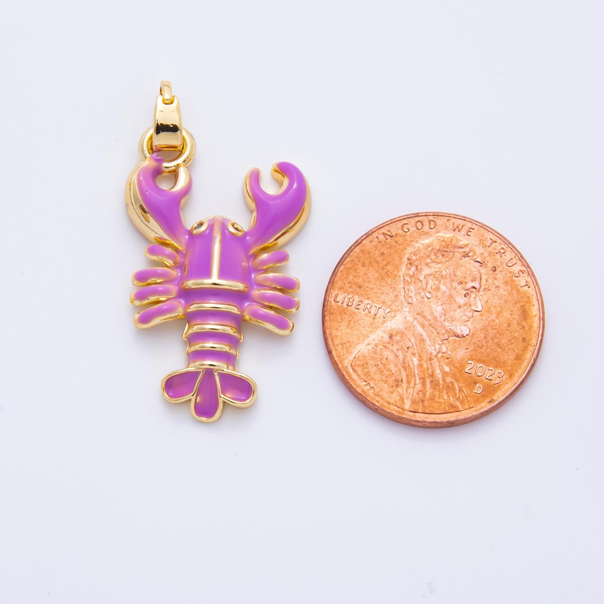 Dainty Red Lobster Charms 18K Gold Filled Enamel Lobster Pendant Sea Life Ocean Charm Bracelet Necklace for DIY Jewelry Making Supply AH-793