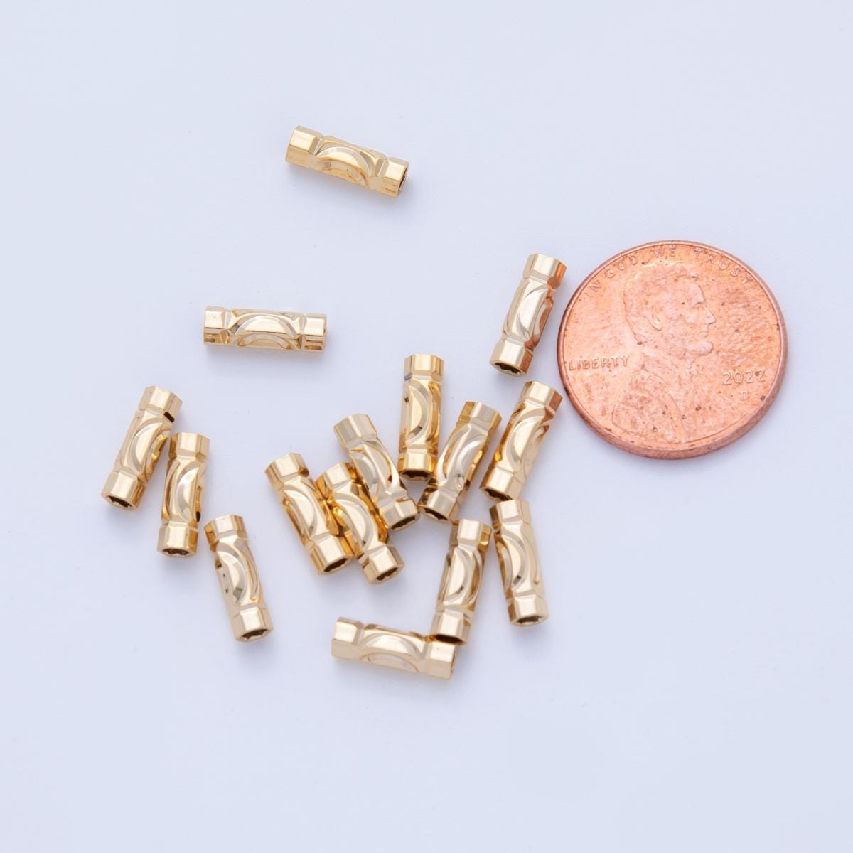 18K Gold Filled 3mm Edged Geometric Tube Cylinder Bead Spacer Set by 10 Pieces | B736
