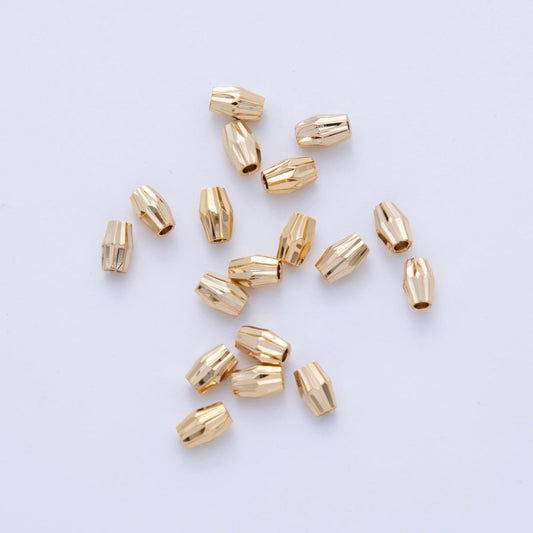 18K Gold Filled 3.8mm Multifaceted Edged Bead Spacer Set by 10 Pieces | B737