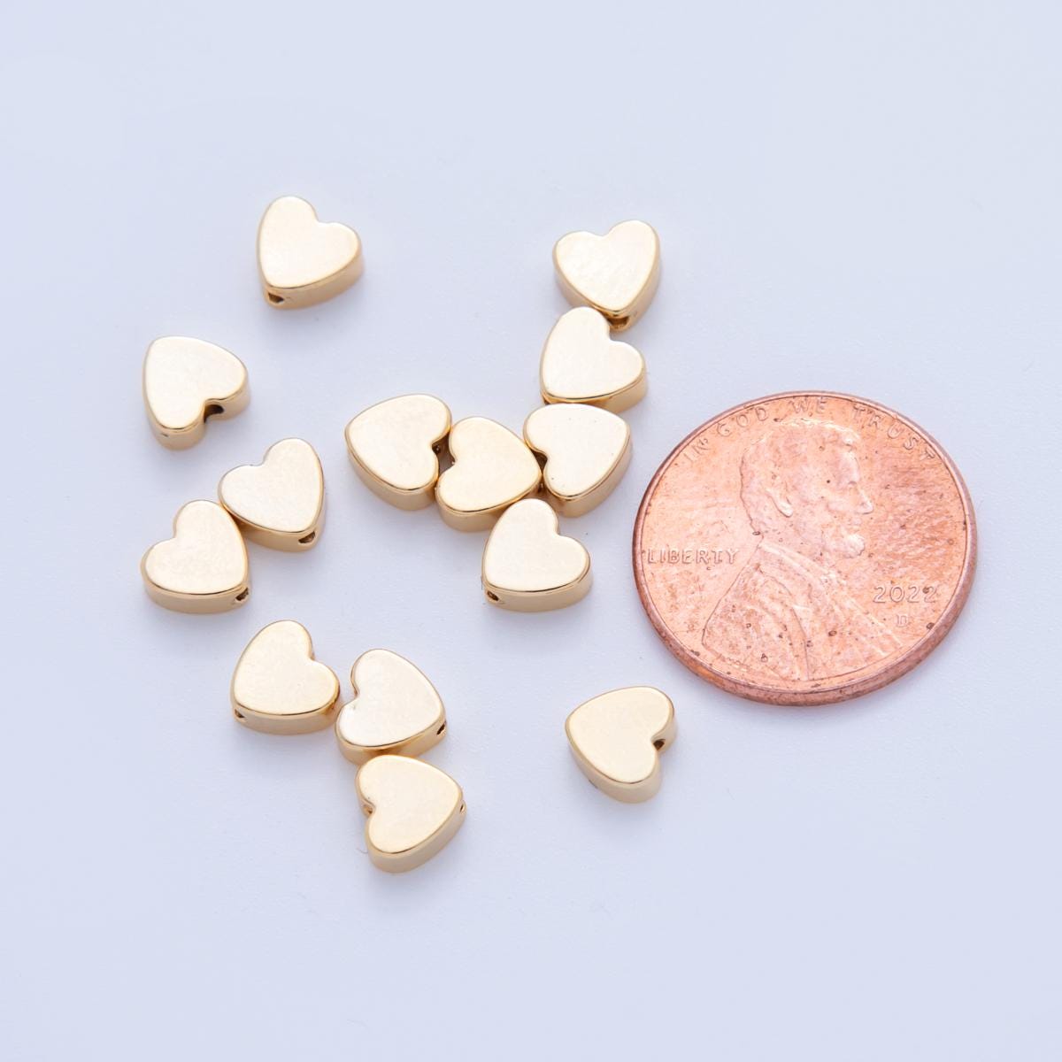 18K Gold Filled 5.5mm Minimalist Heart Mini Bead Spacer Set by 10 Pieces | B738