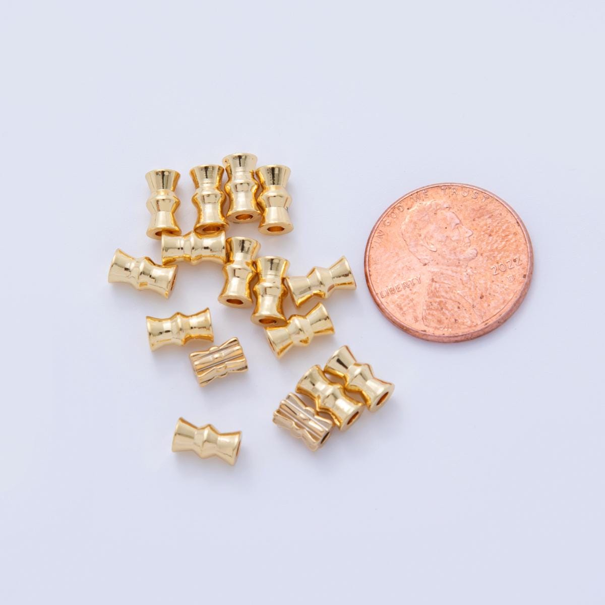 18K Gold Filled 7mm Geometric Edged Tube Bead Spacer Set by 10 Pieces | B739