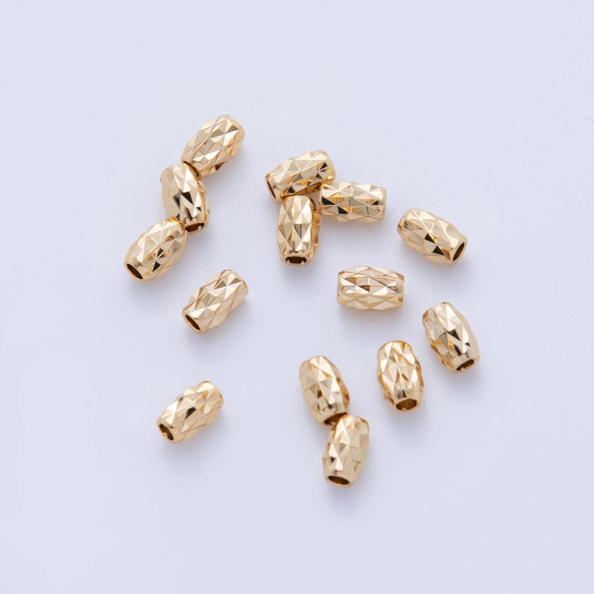 18K Gold Filled 4.5mm Multifaceted Cylinder Bead Spacer Set by 10 Pieces | B740