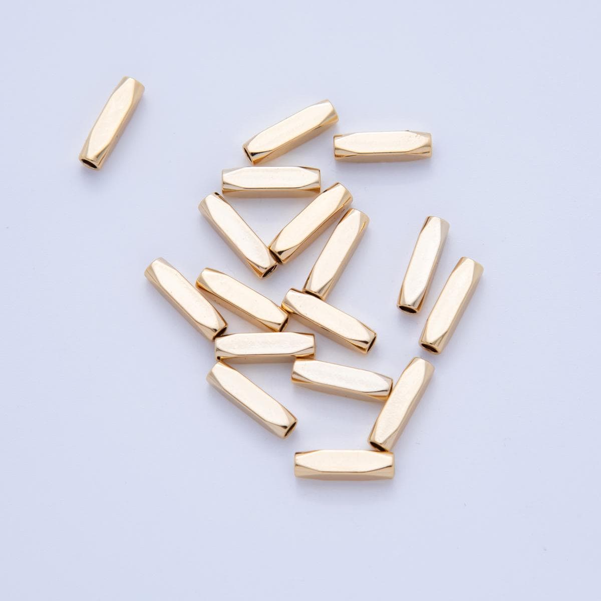 18K Gold Filled 3mm Edged Cylinder Tube Mini Bead Spacer Set by 10 Pieces | B741
