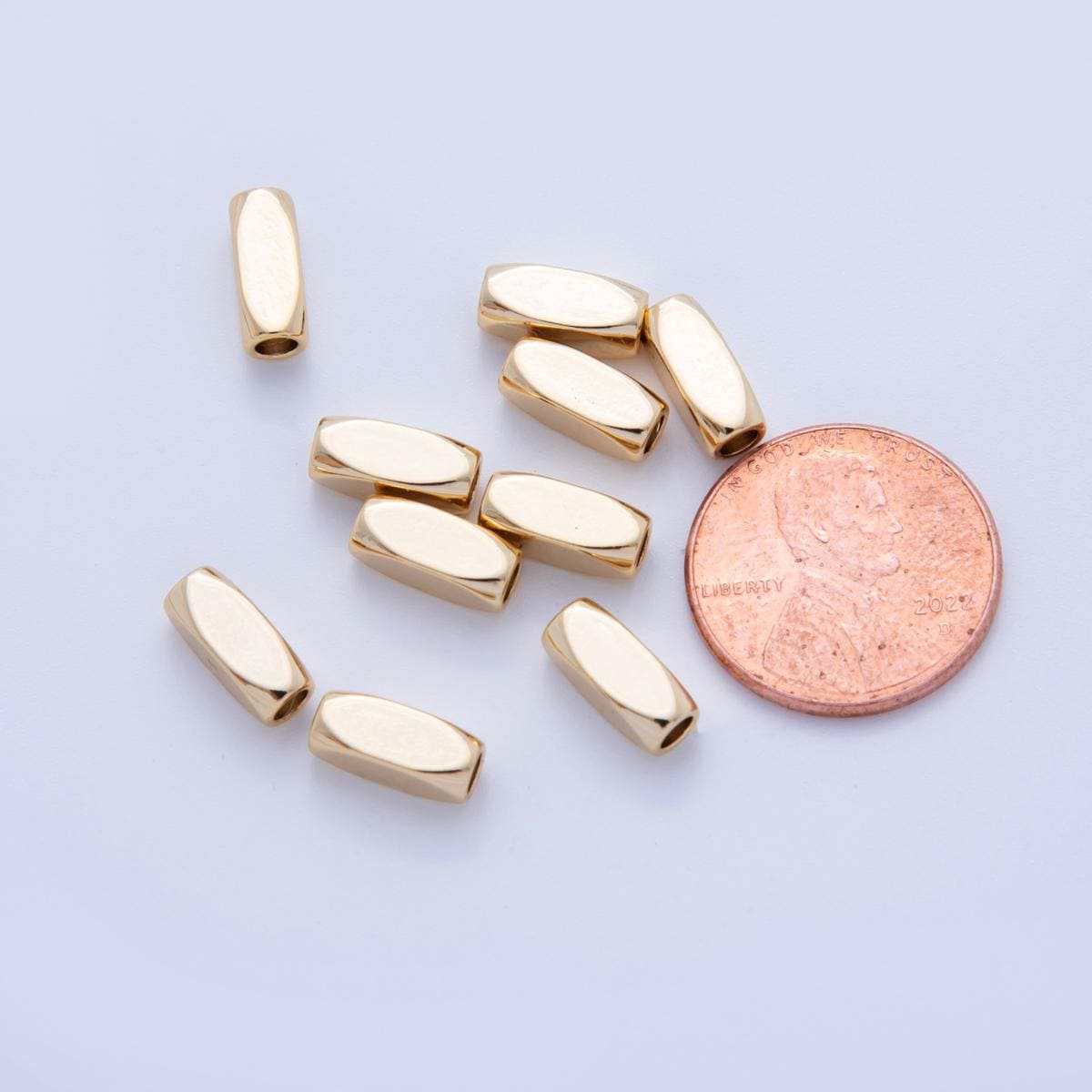 18K Gold Filled 3.8mm Edged Cylinder Tube Mini Bead Spacer Set by 10 Pieces | B742