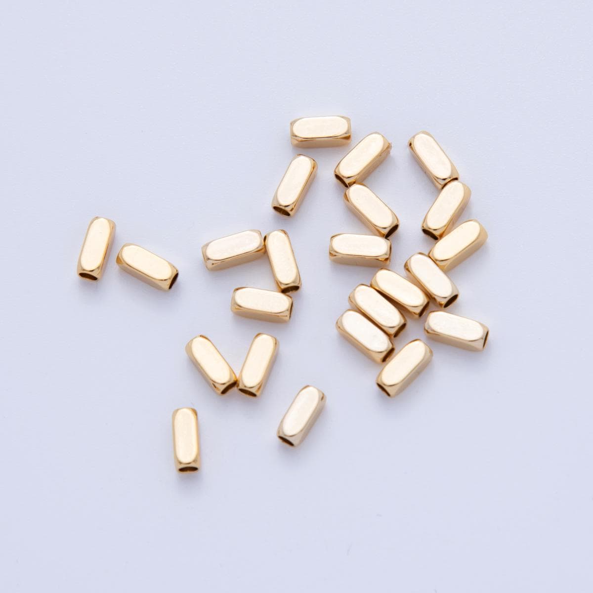 18K Gold Filled 2.4mm Edged Cylinder Tube Mini Bead Spacer Set by 10 Pieces | B743