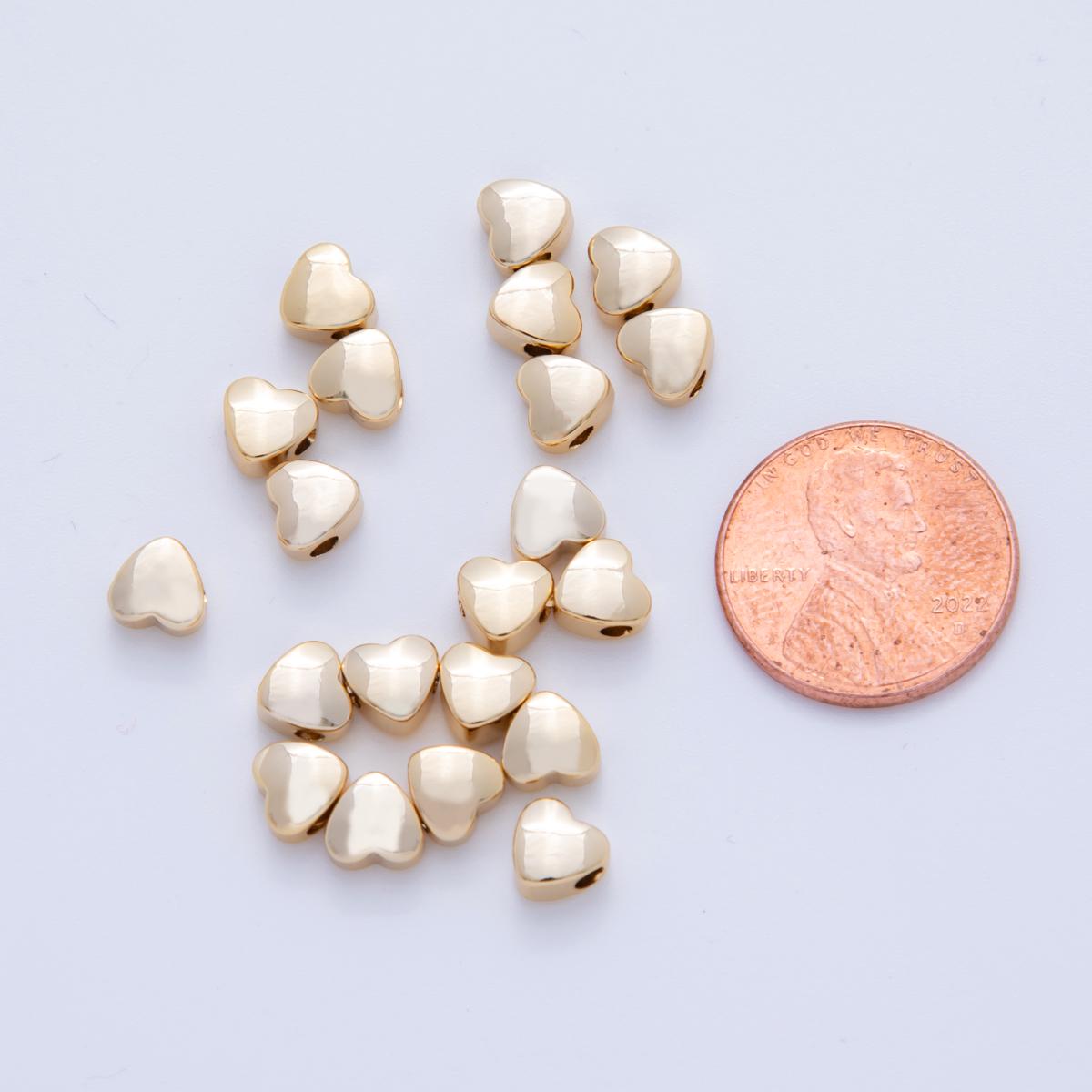 18K Gold Filled 6mm Minimalist Heart Bead Spacer Set by 10 Pieces | B748