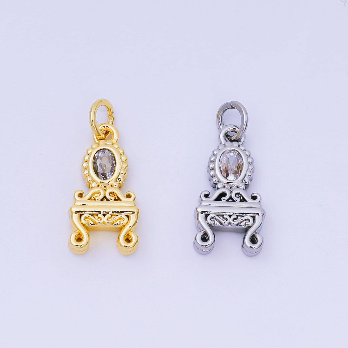Mini Gold Vintage Vanity Mirror Table Charm for Fashion Bracelet Necklace Earring Supply AJ483