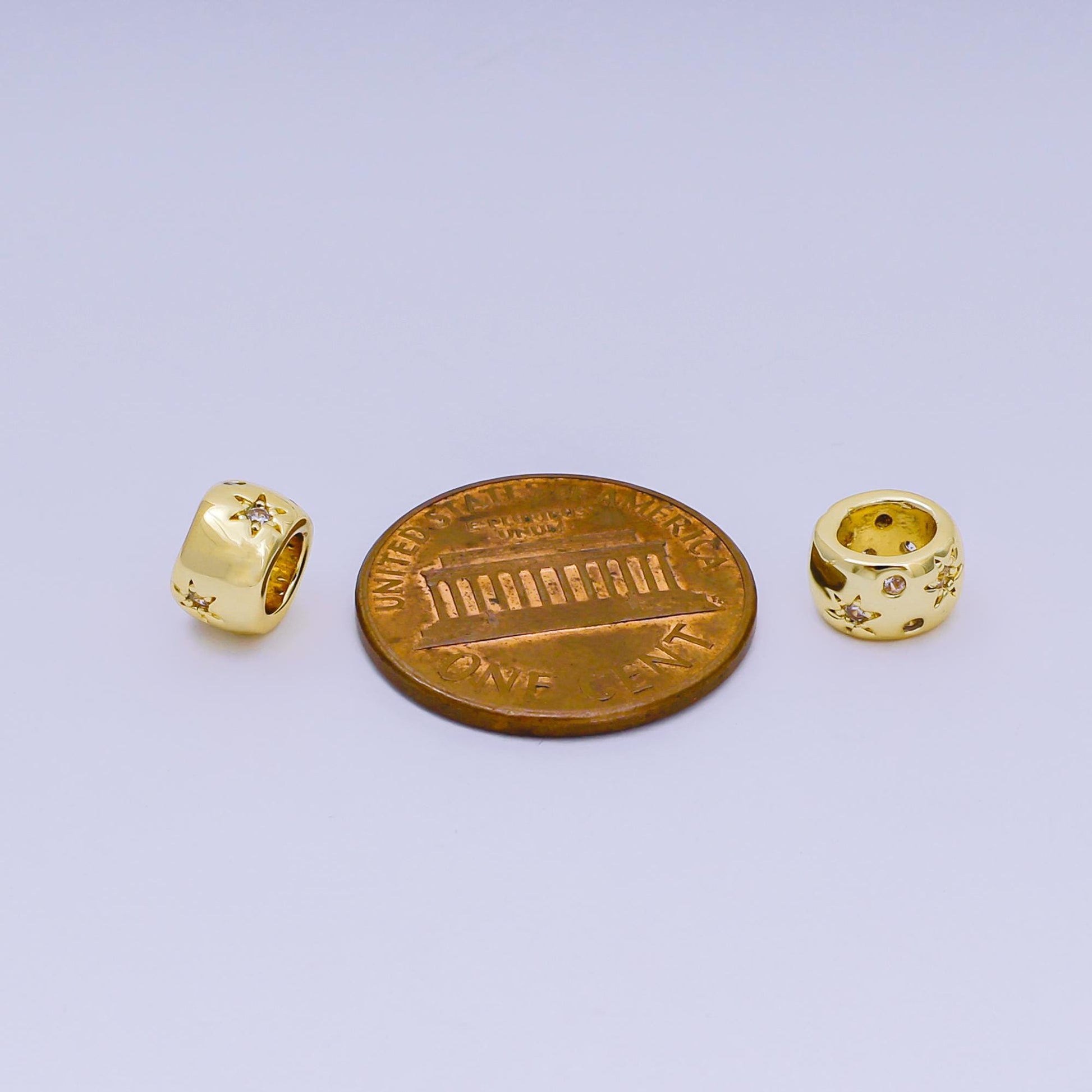 1pc gold Star spacer beads for diy beaded bracelet jewelry charms Celestial cz rondelle bead spacer bead size 7mm bead Large Hole B-038