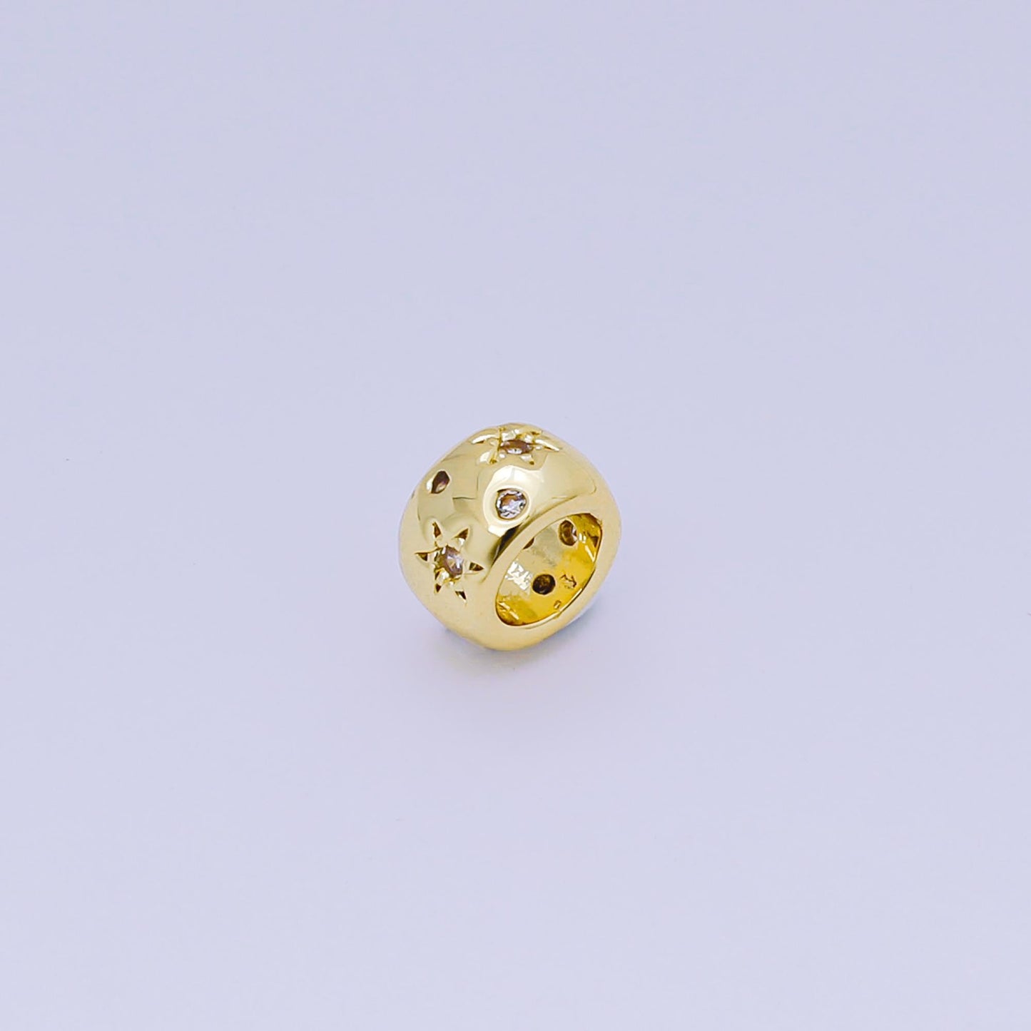 1pc gold Star spacer beads for diy beaded bracelet jewelry charms Celestial cz rondelle bead spacer bead size 7mm bead Large Hole B-038