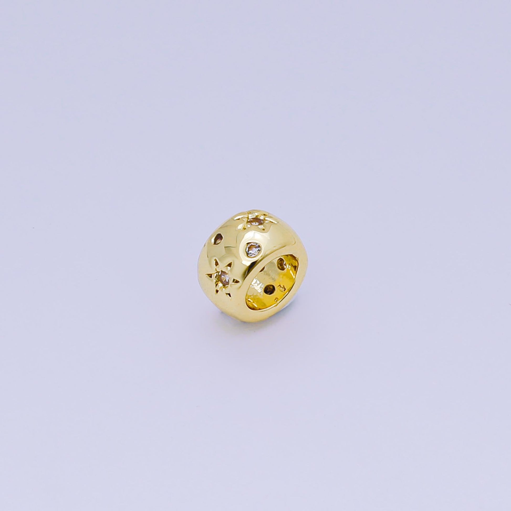 1pc gold Star spacer beads for diy beaded bracelet jewelry charms Celestial cz rondelle bead spacer bead size 7mm bead Large Hole B-038