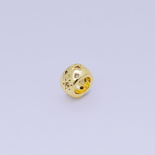 1pc gold Star spacer beads for diy beaded bracelet jewelry charms Celestial cz rondelle bead spacer bead size 7mm bead Large Hole B-038
