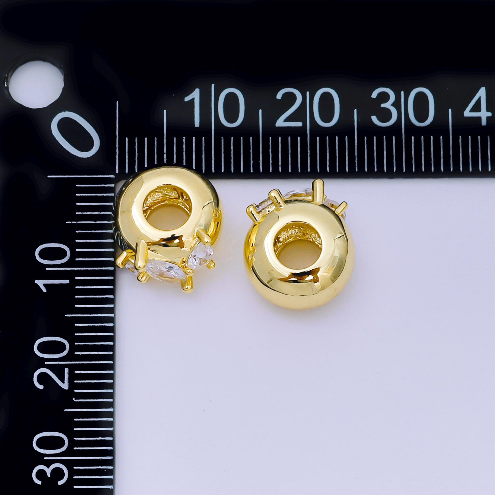1pc gold Triple CZ Shape spacer beads for diy beaded bracelet jewelry charms rondelle bead spacer bead size 12mm bead Large Hole B-003