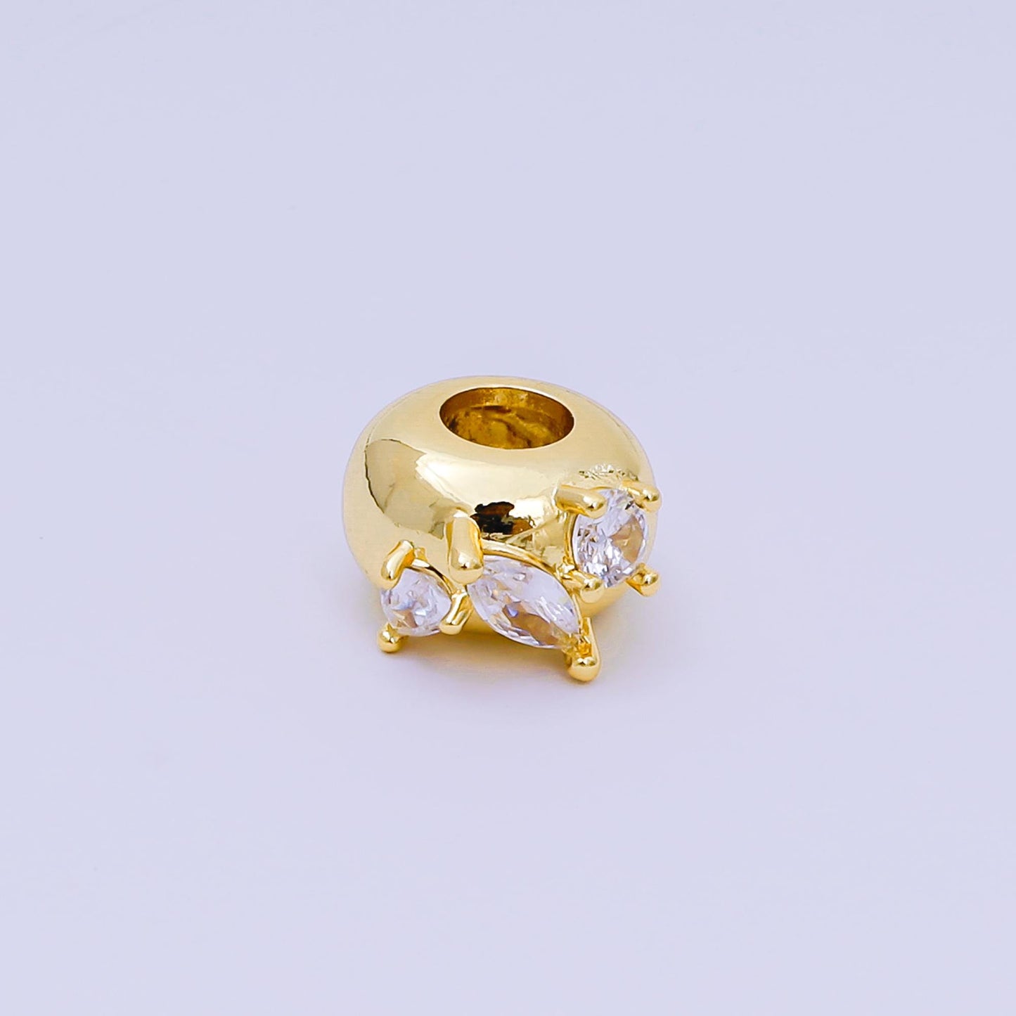 1pc gold Triple CZ Shape spacer beads for diy beaded bracelet jewelry charms rondelle bead spacer bead size 12mm bead Large Hole B-003
